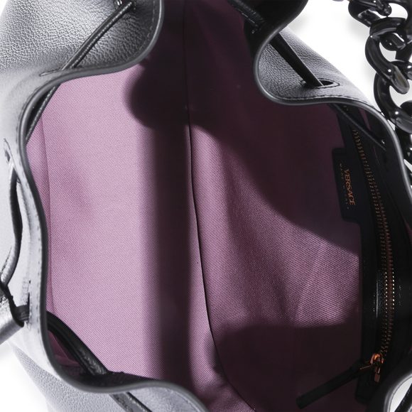 Versace Black Leather La Medusa Drawstring Bucket Bag - Picture 4 of 7